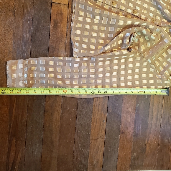 Sheer Golden Geometric Button Up Blouse - Metallic - Picture 6 of 6